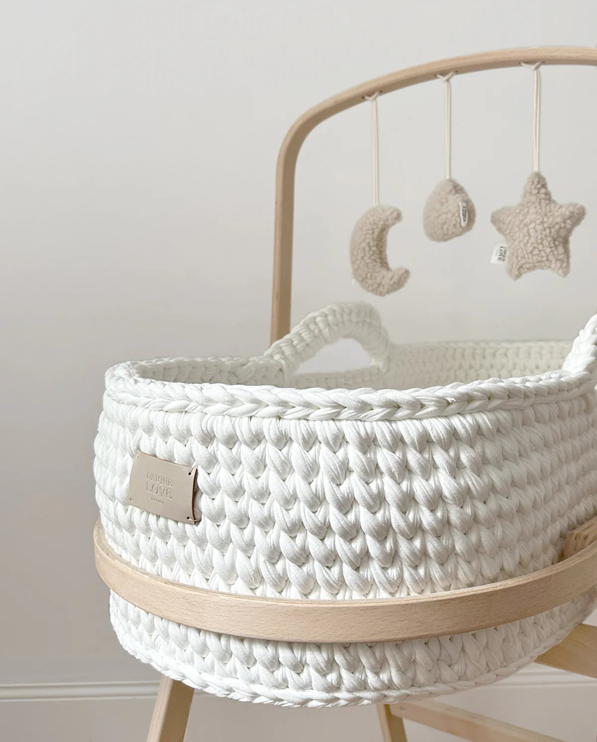 SPIELBOGEN SET FÜR WIEGENGESTELL / BABYKORB -LOVE YOU TO THE MOON AND BACK-NATURAL & SOFT SAND