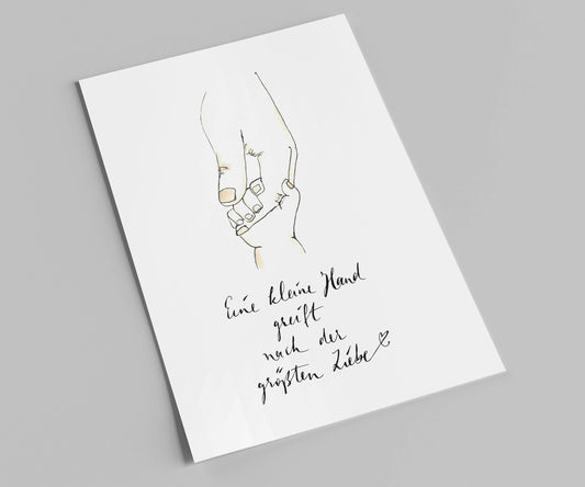 Karte zur Geburt | Kleine Hand greift nach der großen Liebe