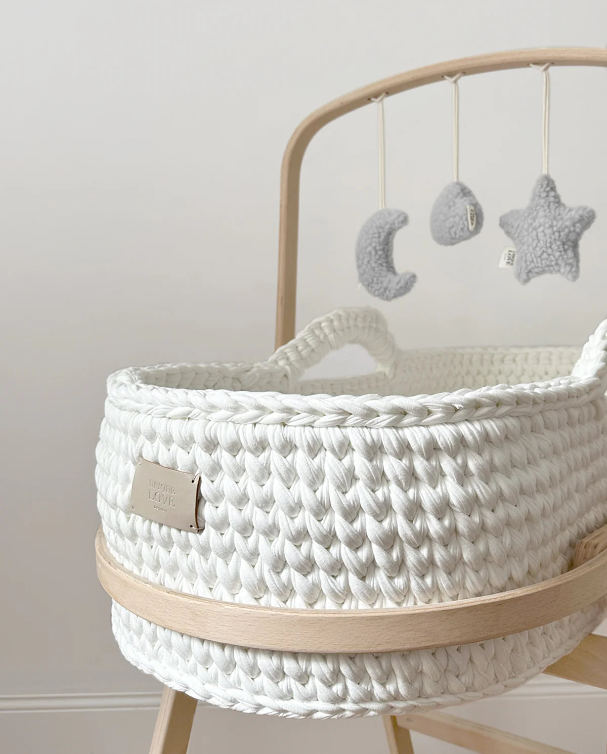 SPIELBOGEN SET FÜR WIEGENGESTELL / BABYKORB-LOVE YOU TO THE MOON AND BACK | NATUR & GRAU