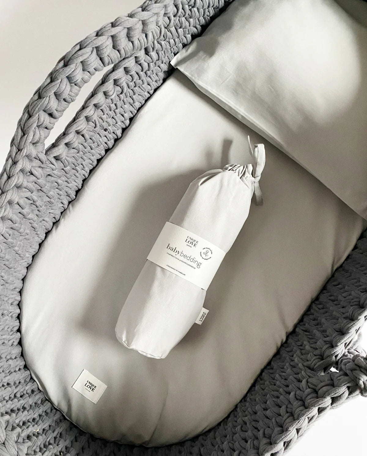 BETTWÄSCHE SET FÜR BABYKORB- SOFT GREY