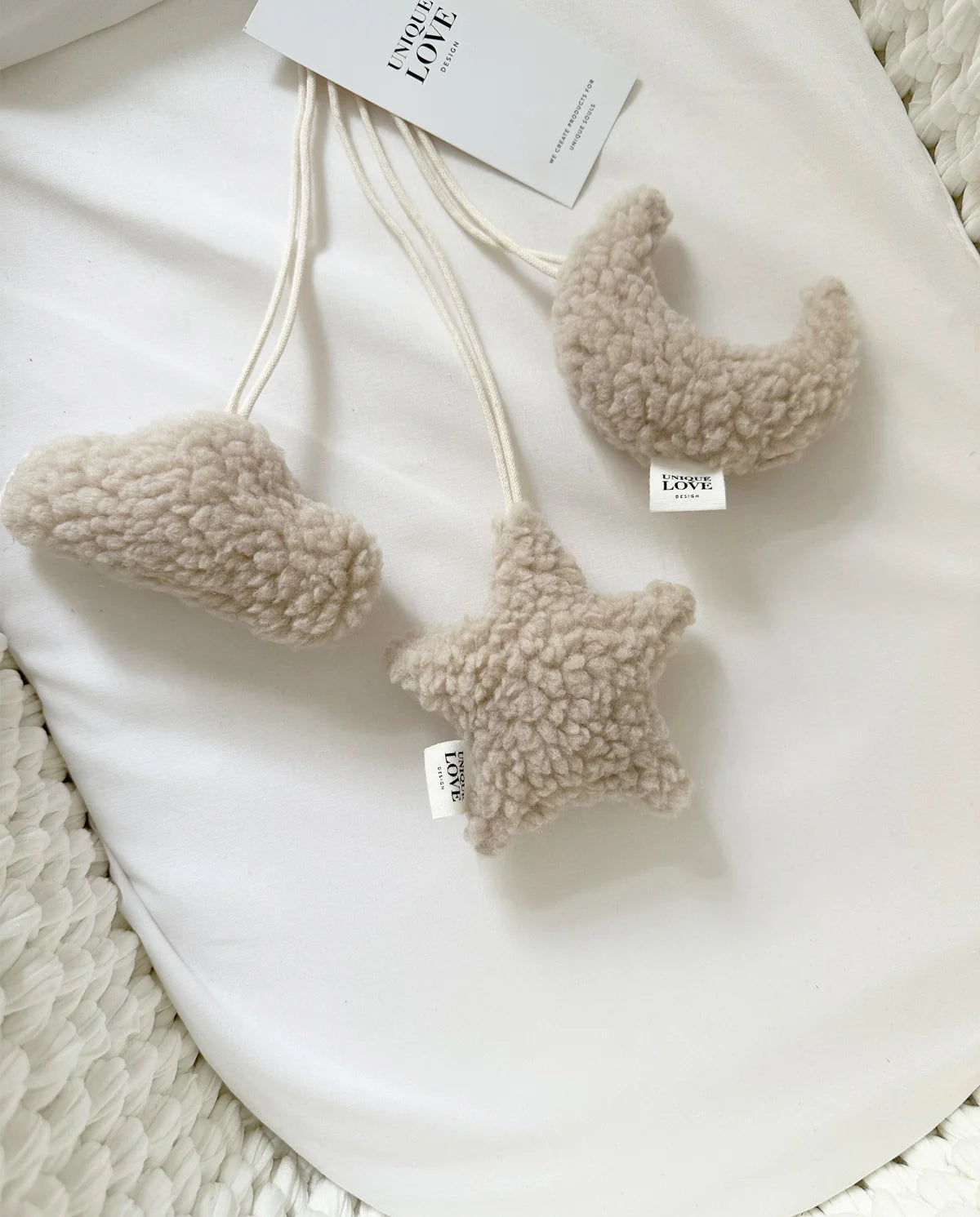 SPIELBOGEN SET FÜR WIEGENGESTELL / BABYKORB -LOVE YOU TO THE MOON AND BACK-NATURAL & SOFT SAND