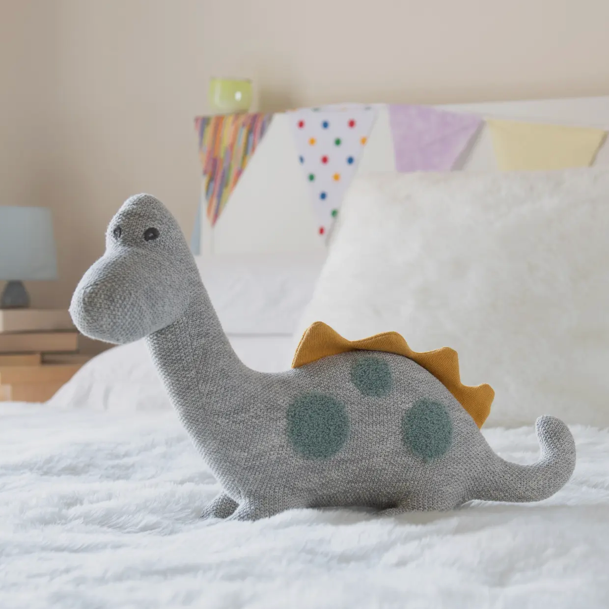 Diplodocus Grau, großes Dinosaurier Plüschtier aus Bio-Baumwolle