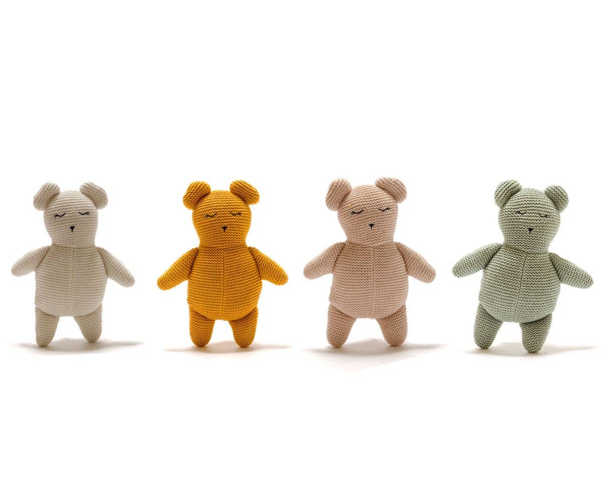 Scandi Teddybär – Gestrickt aus Bio-Baumwolle in Altrosa
