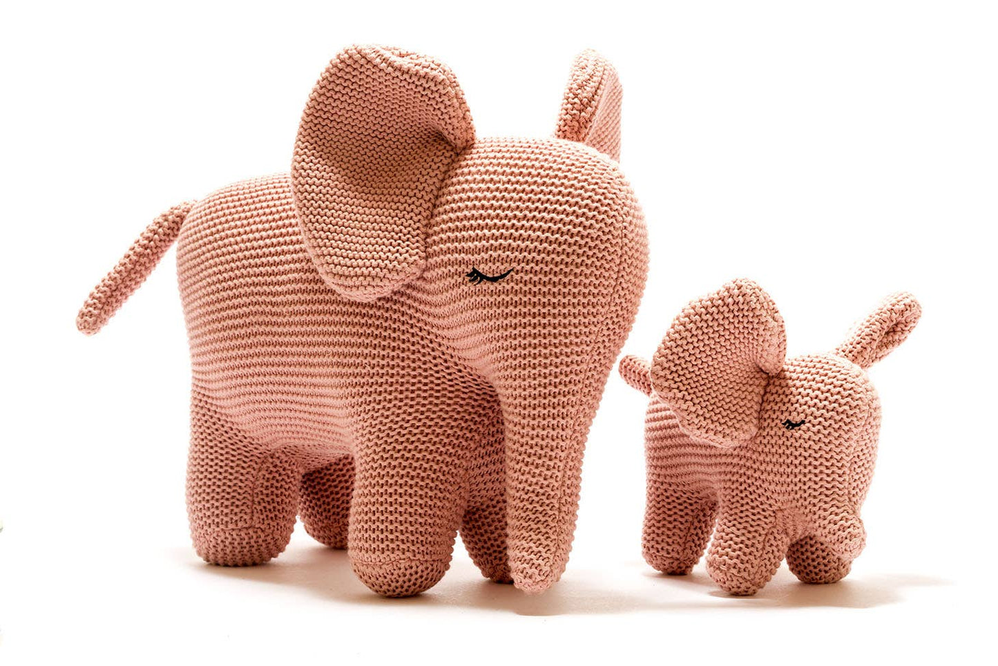 Grobgestricktes kleines Bio-Plüschtier Elefant für Babys, Rosa