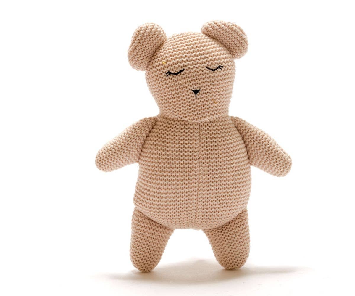 Scandi Teddybär – Gestrickt aus Bio-Baumwolle in Altrosa