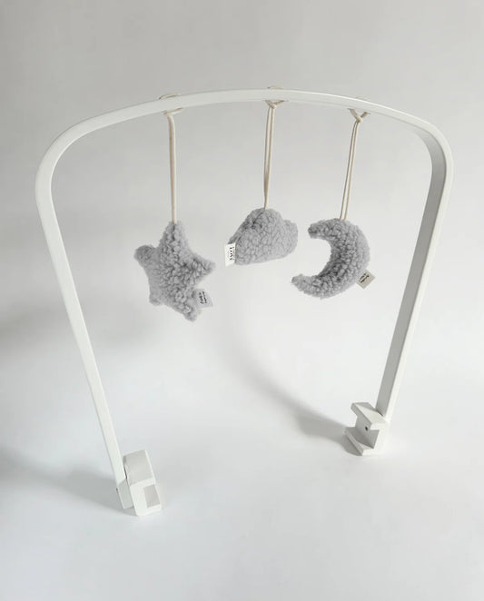 SPIELBOGEN SET FÜR WIEGENGESTELL / BABYKORB - LOVE YOU TO THE MOON AND BACK | WEISS & GRAU