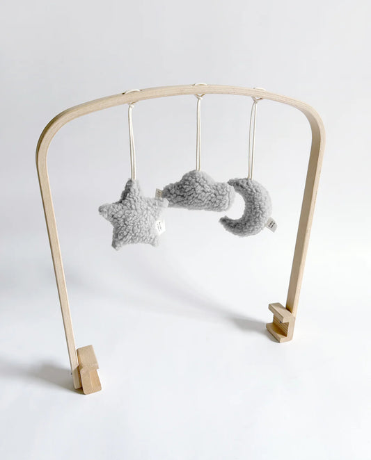 SPIELBOGEN SET FÜR WIEGENGESTELL / BABYKORB-LOVE YOU TO THE MOON AND BACK | NATUR & GRAU