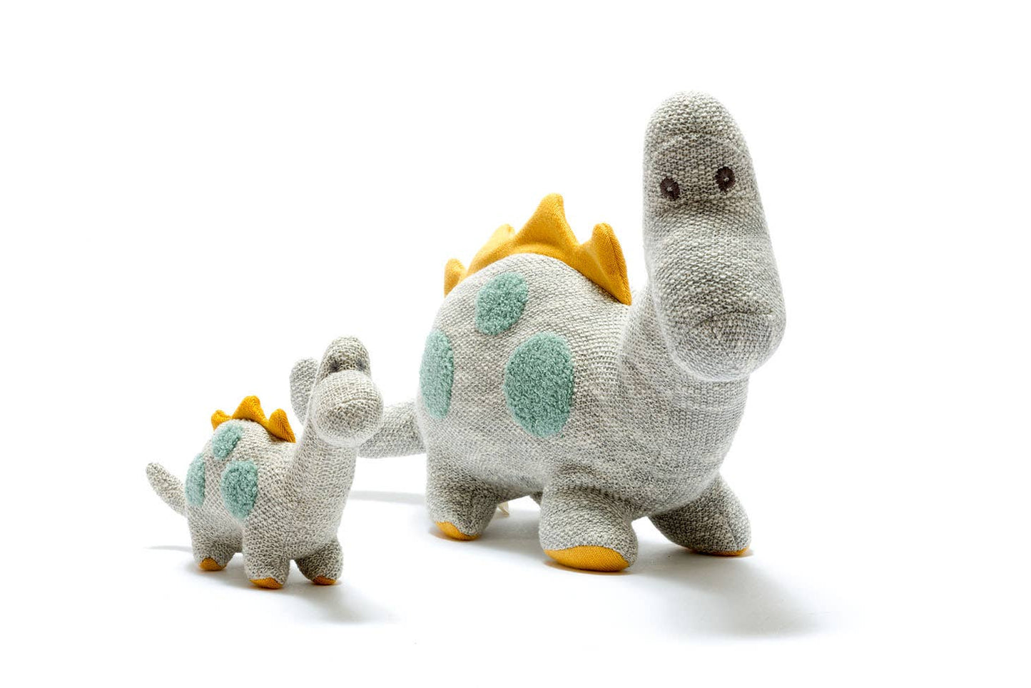 Großer Scandi Diplodocus – Kuscheltier aus Bio-Baumwolle in Grau & Teal
