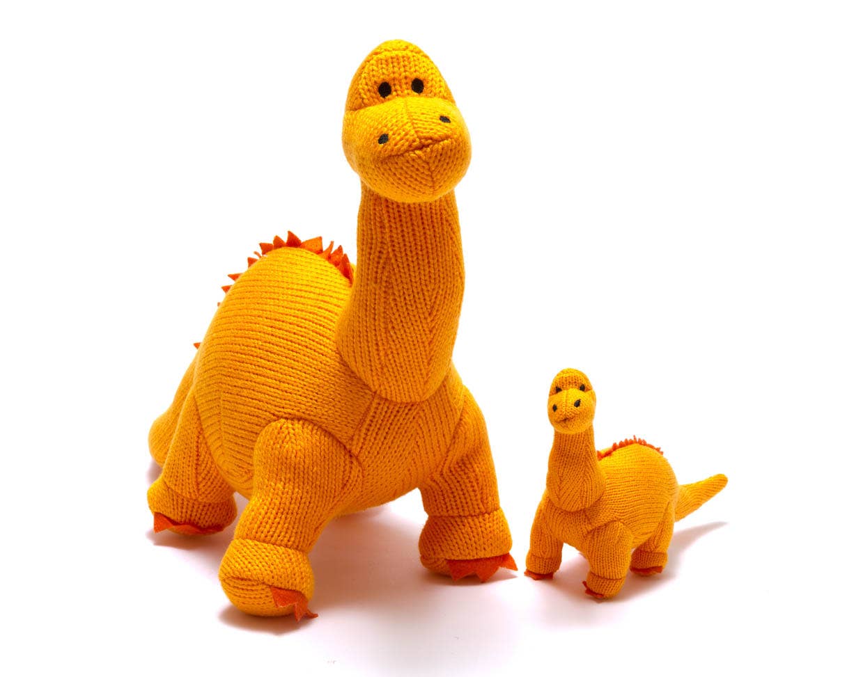 Dino Kuschel Rassel – Diplodocus in Orange
