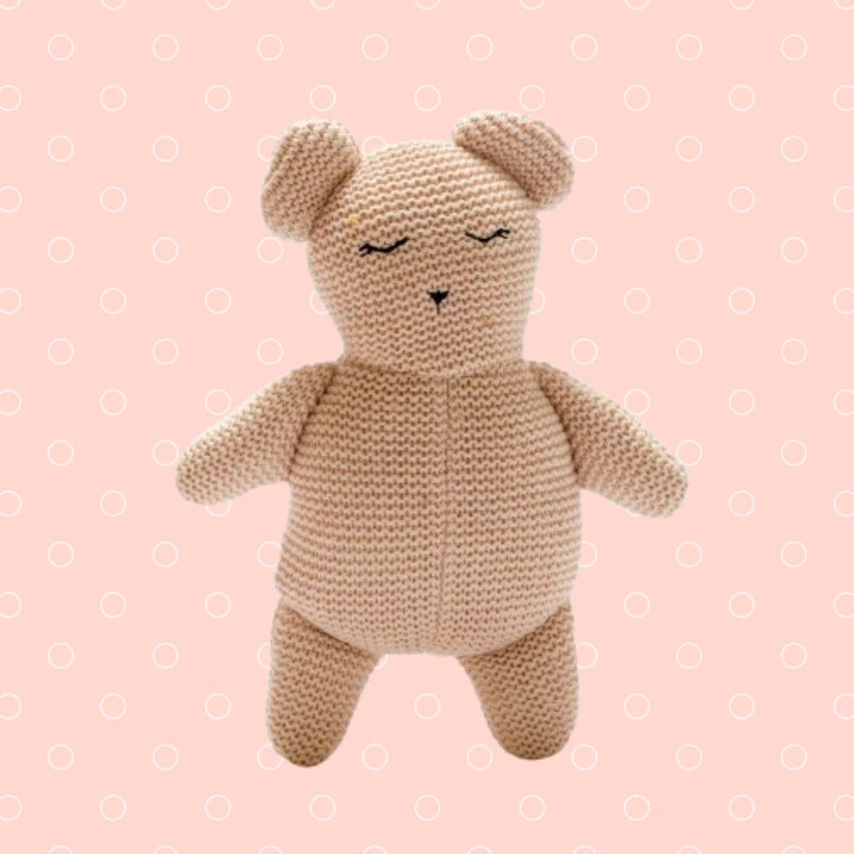 Scandi Teddybär – Gestrickt aus Bio-Baumwolle in Altrosa