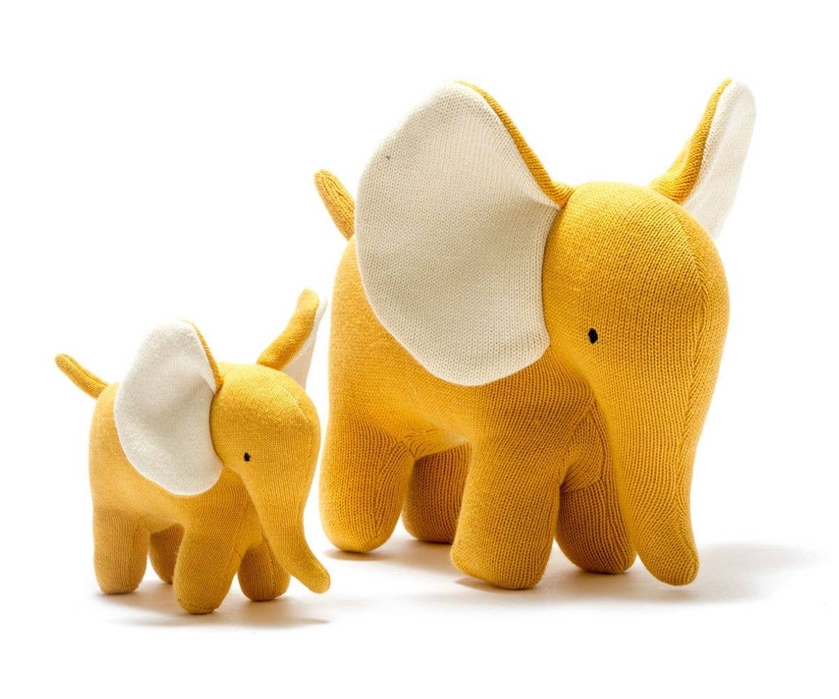 Ellis der Elefant – Kuscheltier aus Bio-Baumwolle in Senfgelb